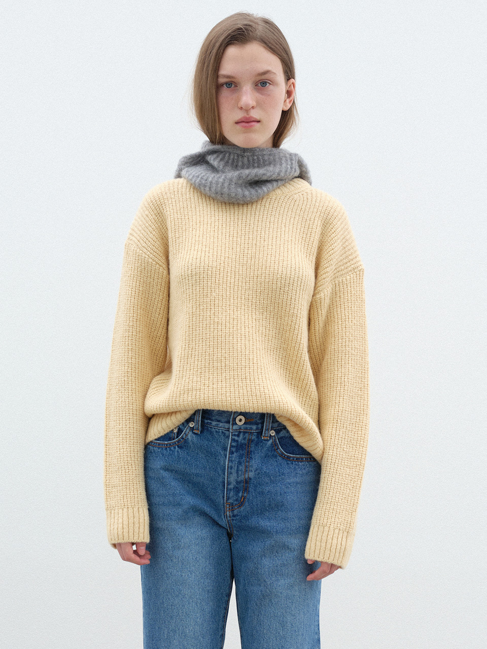 [23FW] WAFFLE KNIT PULLOVER - YELLOW