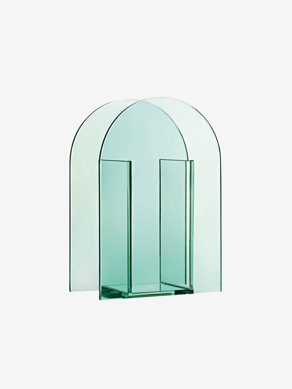 Glass vases arch green