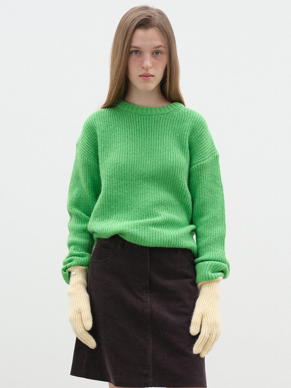 [23FW] WAFFLE KNIT PULLOVER - GREEN