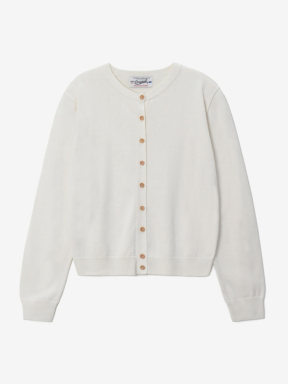 [24SS] WOOD BUTTON ROUND CARDIGAN - IVORY