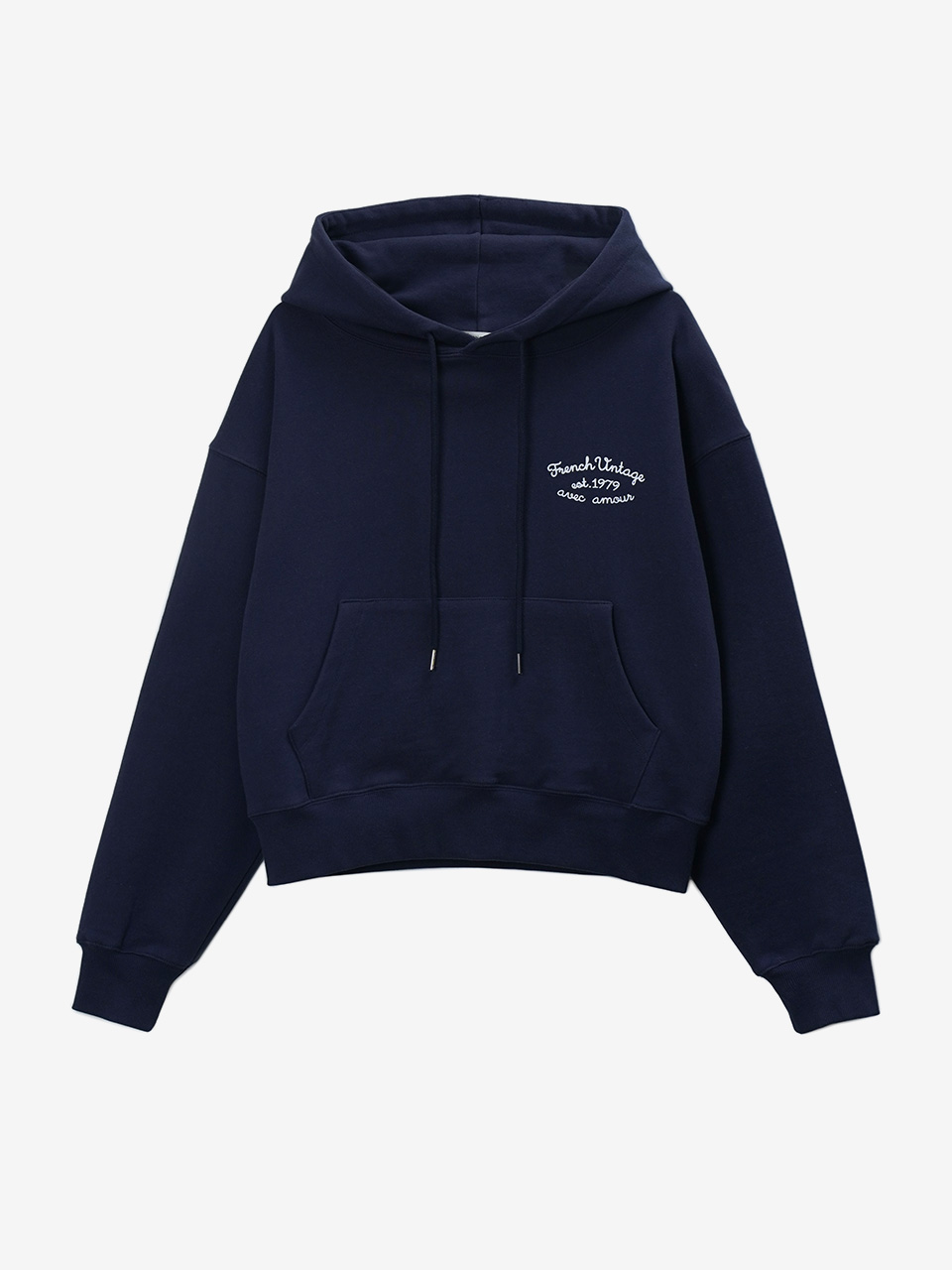 [24SS] FRENCH CROP HOODY - NAVY