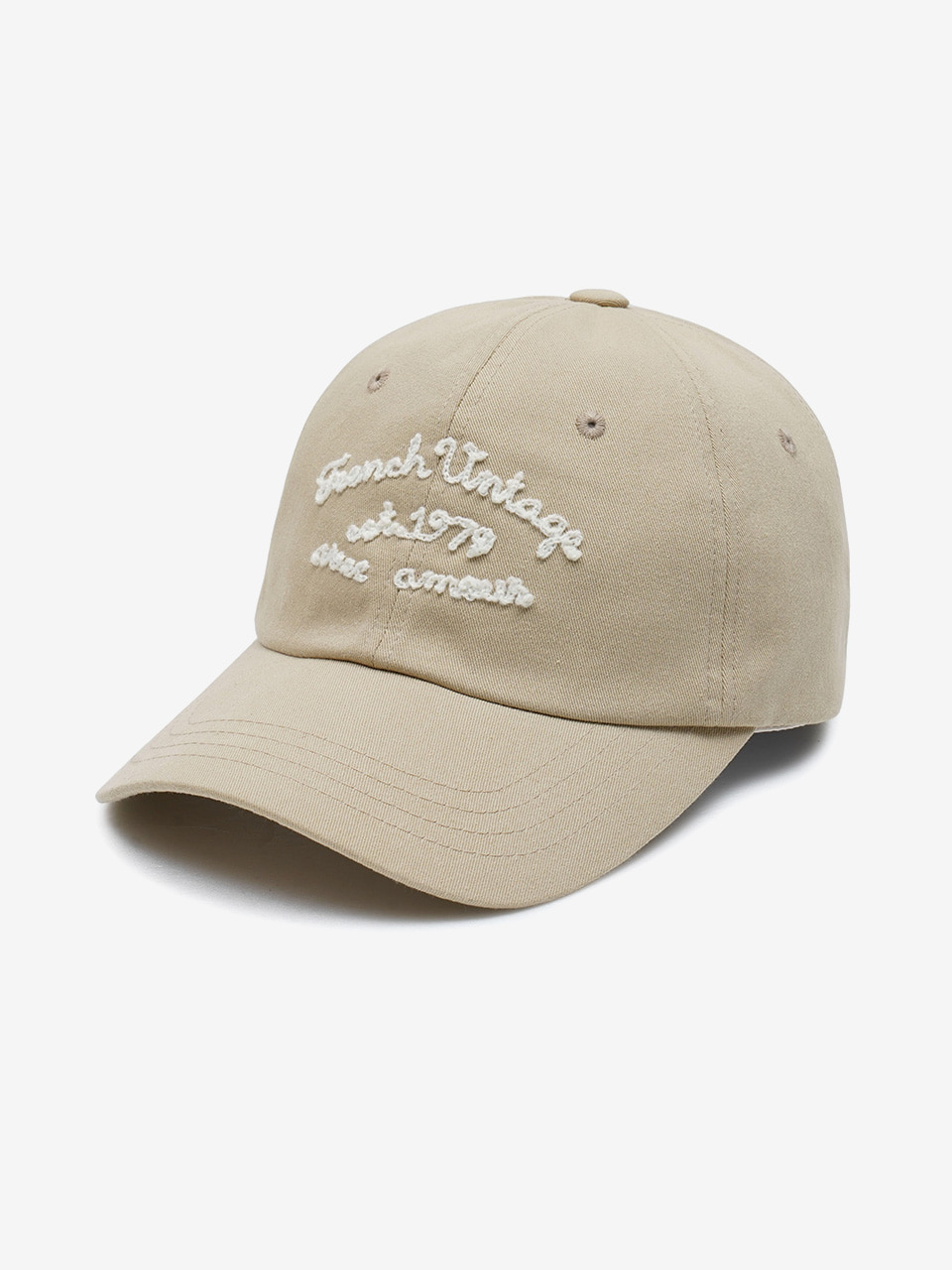 [24SS] FRENCH EMBROIDERY LOGO BALL CAP - BEIGE